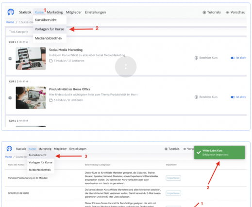 Mentortools Kurse Vorlagen