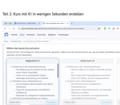 Mentortools - Kurse mit KI erstellen